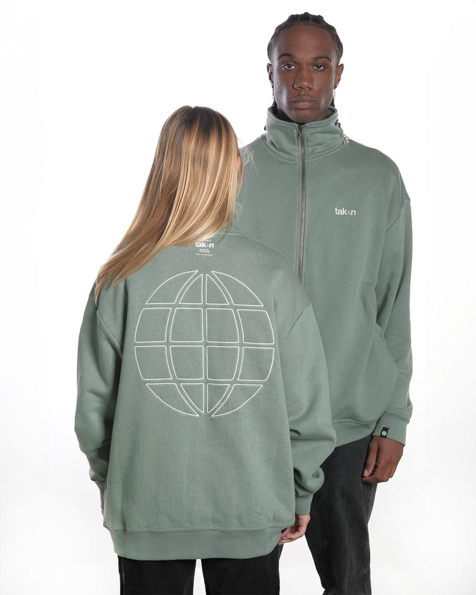 Taken Sweat Zip Hood WORLD Sage-1