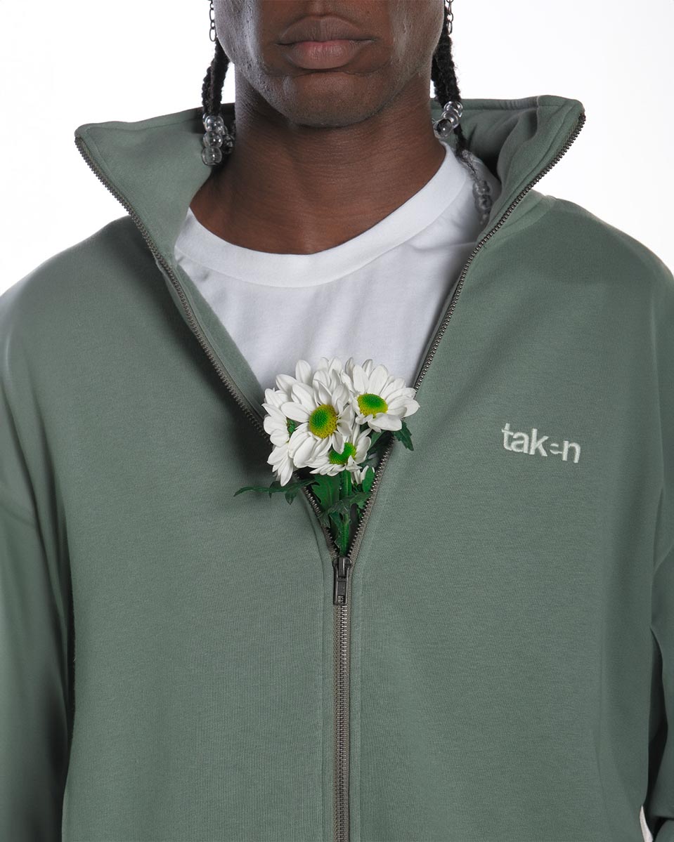 Taken Sweat Zip Hood WORLD Sage-2