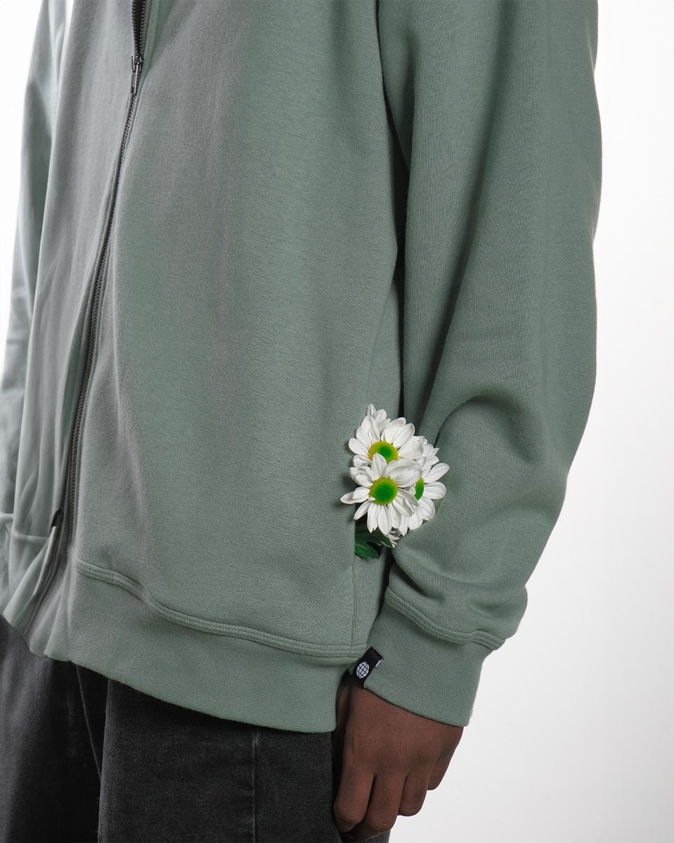Taken Sweat Zip Hood WORLD Sage-5