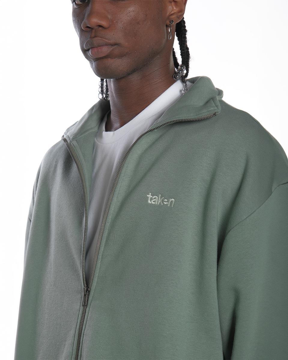 Taken Sweat Zip Hood WORLD Sage-6