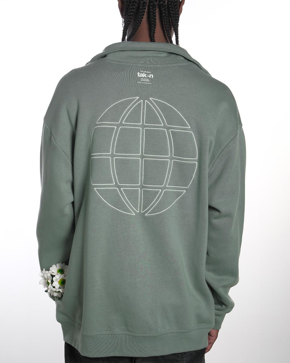Taken Sweat Zip Hood WORLD Sage-7