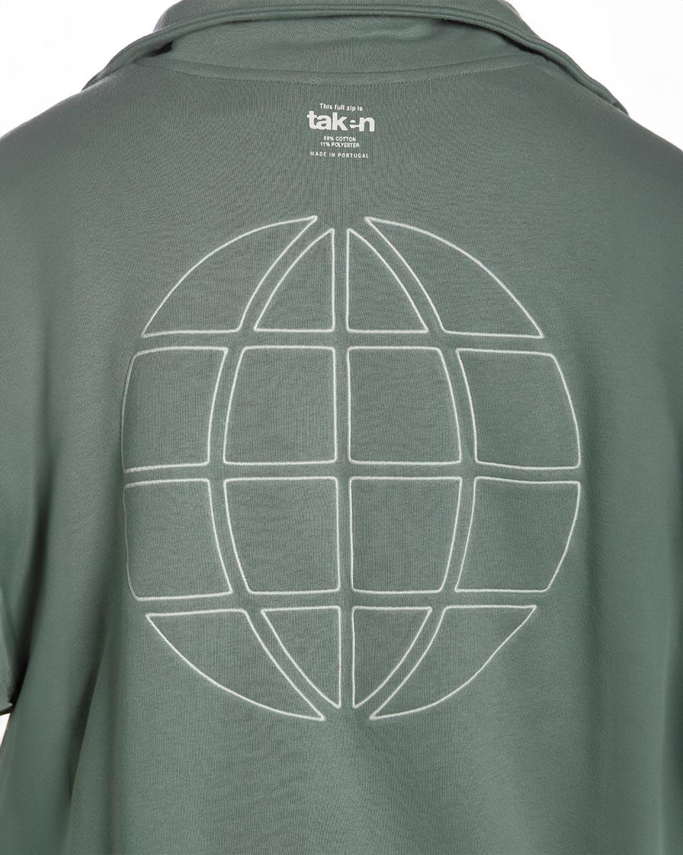 Taken Sweat Zip Hood WORLD Sage-8