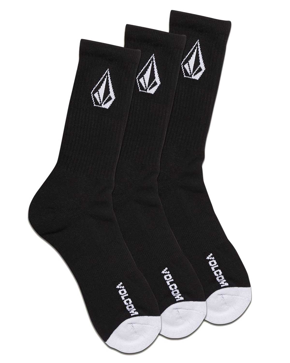 Volcom Socks FULL STONE 3 PACK Black-3